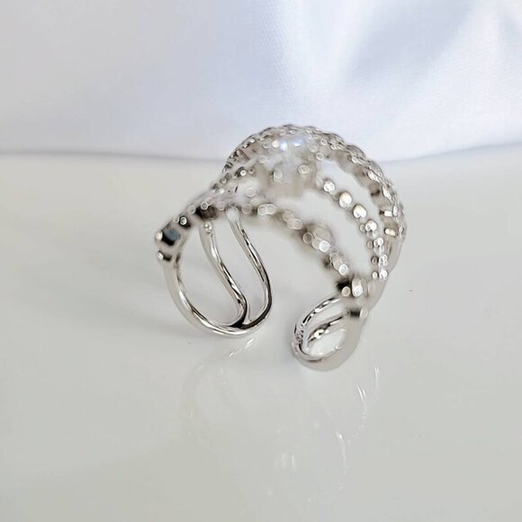 Sterling Silver Ring, Multi Layered Ring, Adjustable Ring, Statement Ring, Women - Picture 7 of 10